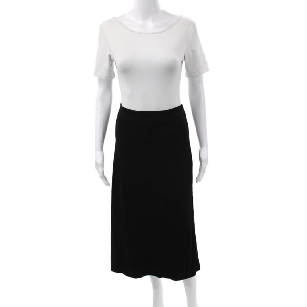 Isabel De Pedro Women Black Straight Pencil Midi Skirt Zip Viscose Size 8